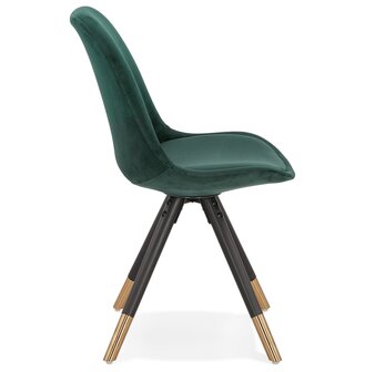 Design stoel &#039;HAMILTON&#039; in groen fluweel en poten in zwart hout