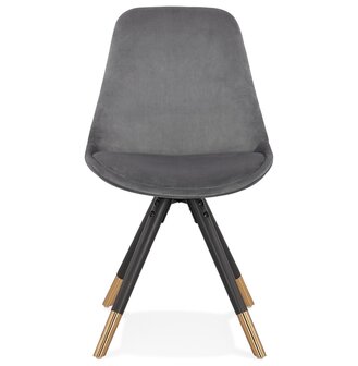 Design stoel &#039;HAMILTON&#039; in grijs fluweel en poten in zwart hout