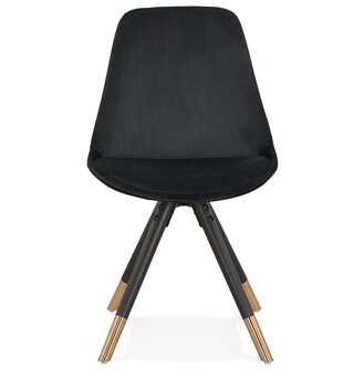 Design stoel &#039;HAMILTON&#039; in zwart fluweel en poten in zwart hout