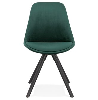 Vintage stoel &#039;RICKY&#039; in groen fluweel en poten in zwart hout