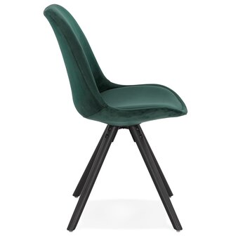 Vintage stoel &#039;RICKY&#039; in groen fluweel en poten in zwart hout