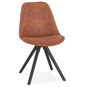 Comfortabele stoel &#039;HARRY&#039; in bruine microfiber en zwarte poten