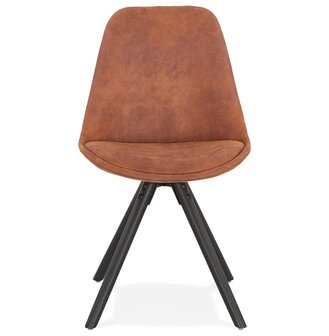 Comfortabele stoel &#039;HARRY&#039; in bruine microfiber en zwarte poten