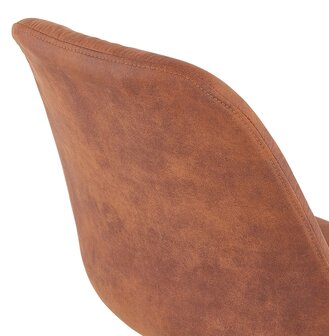 Stoel in bruine microfiber &#039;AXEL&#039; met structuur in zwart hout