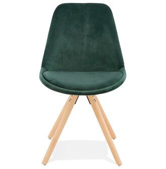 Vintage &#039;RICKY&#039; stoel in groen fluweel met poten in natuurlijk hout