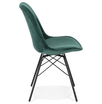 Design stoel &#039;ZAZY&#039; van groene fluweel met zwarte metalen poten