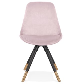 Design stoel &#039;HAMILTON&#039; in roze fluweel en poten in zwart hout