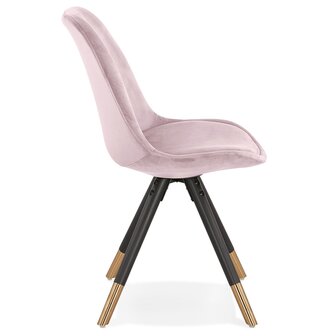 Design stoel &#039;HAMILTON&#039; in roze fluweel en poten in zwart hout