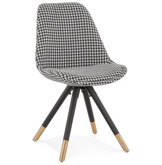 Design stoel &#039;HAMILTON&#039; in pied-de-poule-print stof en poten in zwart hout