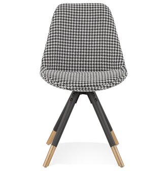Design stoel &#039;HAMILTON&#039; in pied-de-poule-print stof en poten in zwart hout