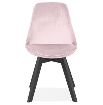 Stoel in roze fluweel &#039;JOE&#039; met structuur in zwart hout