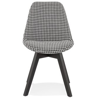 Stoel in pied-de-poule-print stof &#039;JOE&#039; met structuur in zwart hout