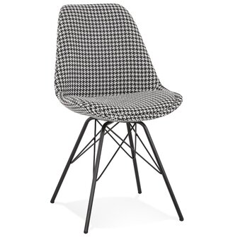 Design stoel &#039;ZAZY&#039; van pied-de-poule-print stof met zwarte metalen poten