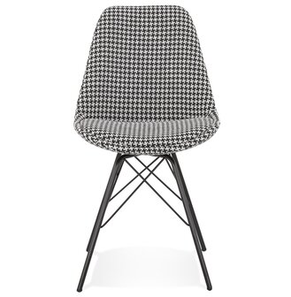 Design stoel &#039;ZAZY&#039; van pied-de-poule-print stof met zwarte metalen poten