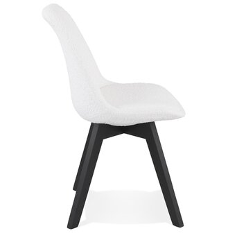 Design stoel &#039;LINETTE&#039; van witte badstof met zwarte houten poten