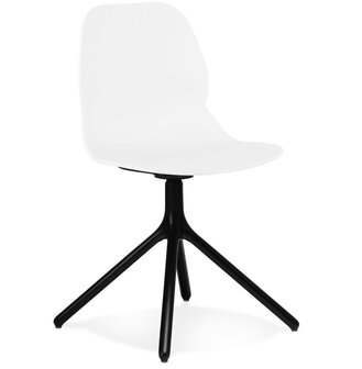 Witte design stoel &#039;TUCANA&#039; met zwarte metalen poten