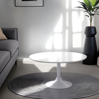 Lage loungetafel ESTRELLA wit - &Oslash; 90 cm