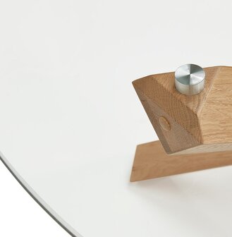 Ronde salontafel &#039;MAGIK&#039; van glas en massief hout