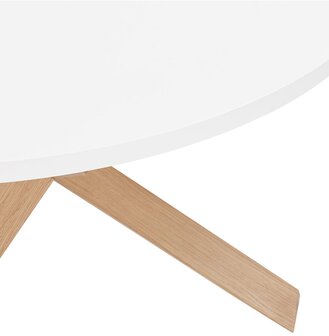 Witte ronde salontafel &#039;MARVEL&#039; met massief eikenhout - &Oslash; 80 cm
