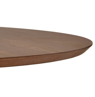 Ronde salontafel &#039;BUSTER MINI&#039; van notenhout met zwarte metalen poot - &Oslash; 90 cm