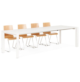 Uitschuifbare, witte, matte design tafel &#039;MAMAT&#039; - 190(270)x95 cm