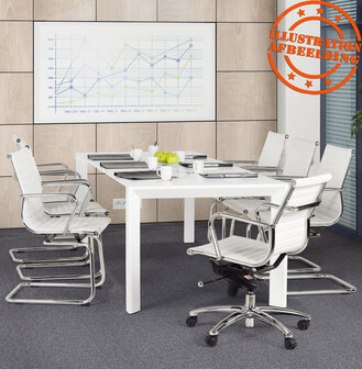 Uitschuifbare, witte, matte design tafel &#039;MAMAT&#039; - 190(270)x95 cm
