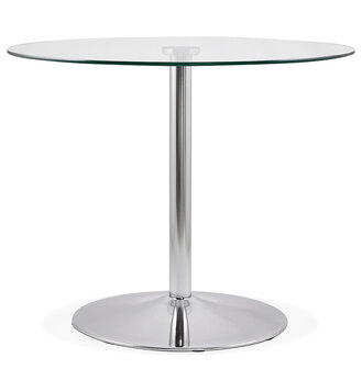 Kleine, ronde, glazen keukentafel &#039;YOUPI&#039; - &Oslash; 90 cm