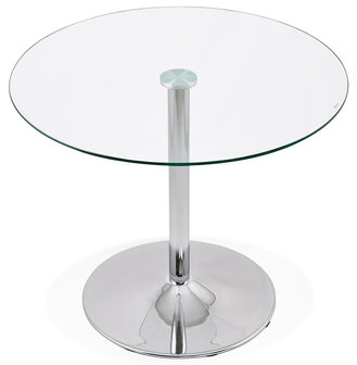 Kleine, ronde, glazen keukentafel &#039;YOUPI&#039; - &Oslash; 90 cm