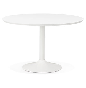 Ronde eettafel/bureautafel &#039;BARABAR&#039; van wit hout - &Oslash; 120 cm