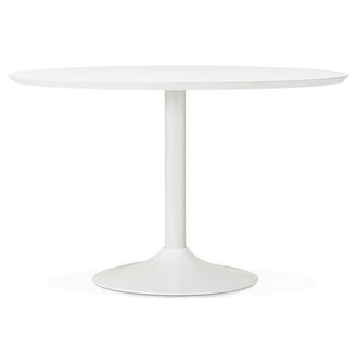 Ronde eettafel/bureautafel &#039;BARABAR&#039; van wit hout - &Oslash; 120 cm
