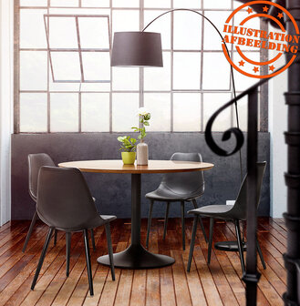 Ronde eettafel/bureautafel &#039;CHEF&#039; met zwarte essenhouten afwerking - &Oslash; 120 cm