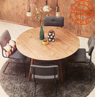 Ronde eettafel &lsquo;SWEDY&#039; van zwart hout - &Oslash; 120 cm