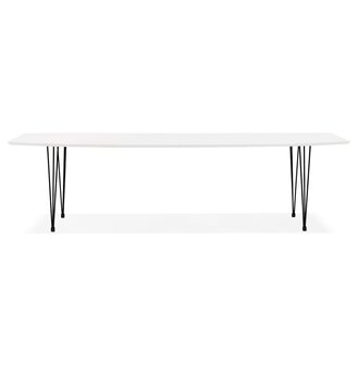 Uitschuifbare design eettafel &#039;HUSKI&#039; wit met zwart metalen voeten industri&euml;le stijl - 170(270)x100 cm