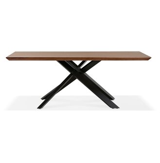 Design eettafel met x-vormige centrale voet &#039;WALABY&#039; van hout met noten afwerking - 200x100 cm