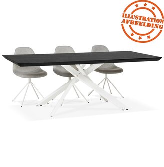 Design eettafel &#039;WALABY&#039; in zwart hout met witte x-vormige centrale voet - 200 x 100 cm