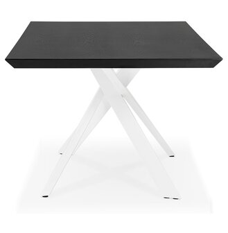 Design eettafel &#039;WALABY&#039; in zwart hout met witte x-vormige centrale voet - 200 x 100 cm