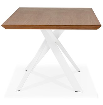 Design eettafel &#039;WALABY&#039; in hout met notelaarafwerking en met witte x-vormige centrale voet - 200 x 100 cm