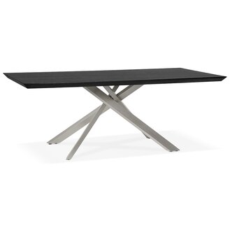 Design eettafel &#039;WALABY&#039; in zwart hout met centrale metalen voet - 200 x 100 cm