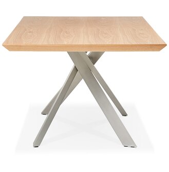 Eettafel &#039;WALABY&#039; in hout met natuurlijke afwerking en met centrale metalen voet - 200 x 100 cm