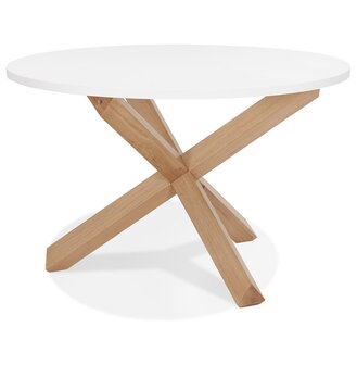 Ronde witte designtafel &#039;MARVEL&#039; in massief eik - &Oslash; 120 cm