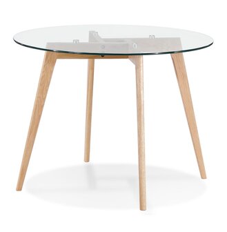Kleine, ronde &#039;ANGELA&#039; eettafel van doorzichtig glas - &Oslash; 100 cm