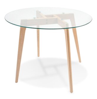Kleine, ronde &#039;ANGELA&#039; eettafel van doorzichtig glas - &Oslash; 100 cm