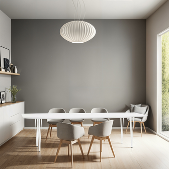 Uitschuifbare witte design eettafel &#039;HUSKI&#039; met witte metalen poten - 170(270)x100 cm