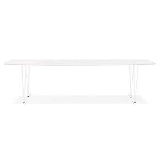 Uitschuifbare witte design eettafel &#039;HUSKI&#039; met witte metalen poten - 170(270)x100 cm