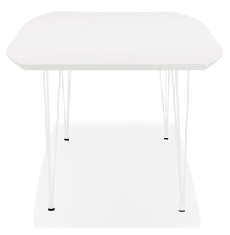 Uitschuifbare witte design eettafel &#039;HUSKI&#039; met witte metalen poten - 170(270)x100 cm