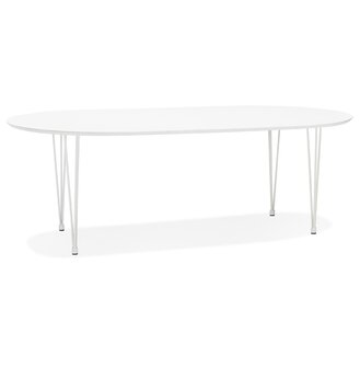 Ronde uitschuifbare witte eet-/vergadertafel &#039;CHAMONIX&#039; - 120(220)x120 cm