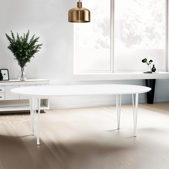Ronde uitschuifbare witte eet-/vergadertafel &#039;CHAMONIX&#039; - 120(220)x120 cm