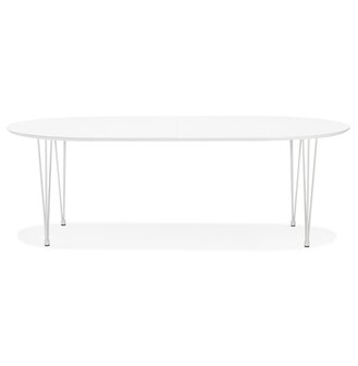 Ronde uitschuifbare witte eet-/vergadertafel &#039;CHAMONIX&#039; - 120(220)x120 cm