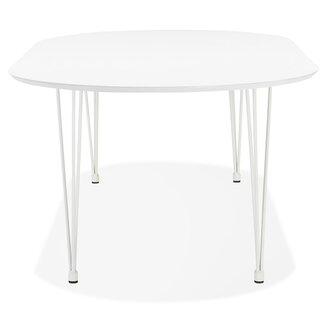 Ronde uitschuifbare witte eet-/vergadertafel &#039;CHAMONIX&#039; - 120(220)x120 cm
