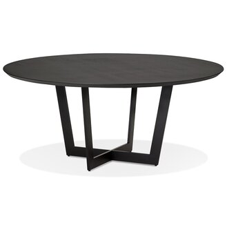 Ronde eettafel &#039;LULU&#039; van zwart metaal en hout - &Oslash;120 cm